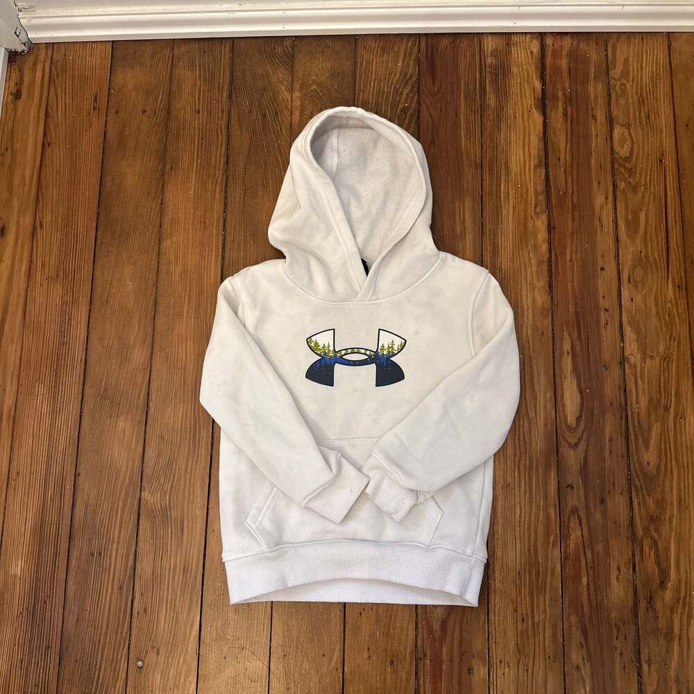 Under Armour Cold Gear Semi-fitted White Embroidered Logo Hoodie Child Size 4
